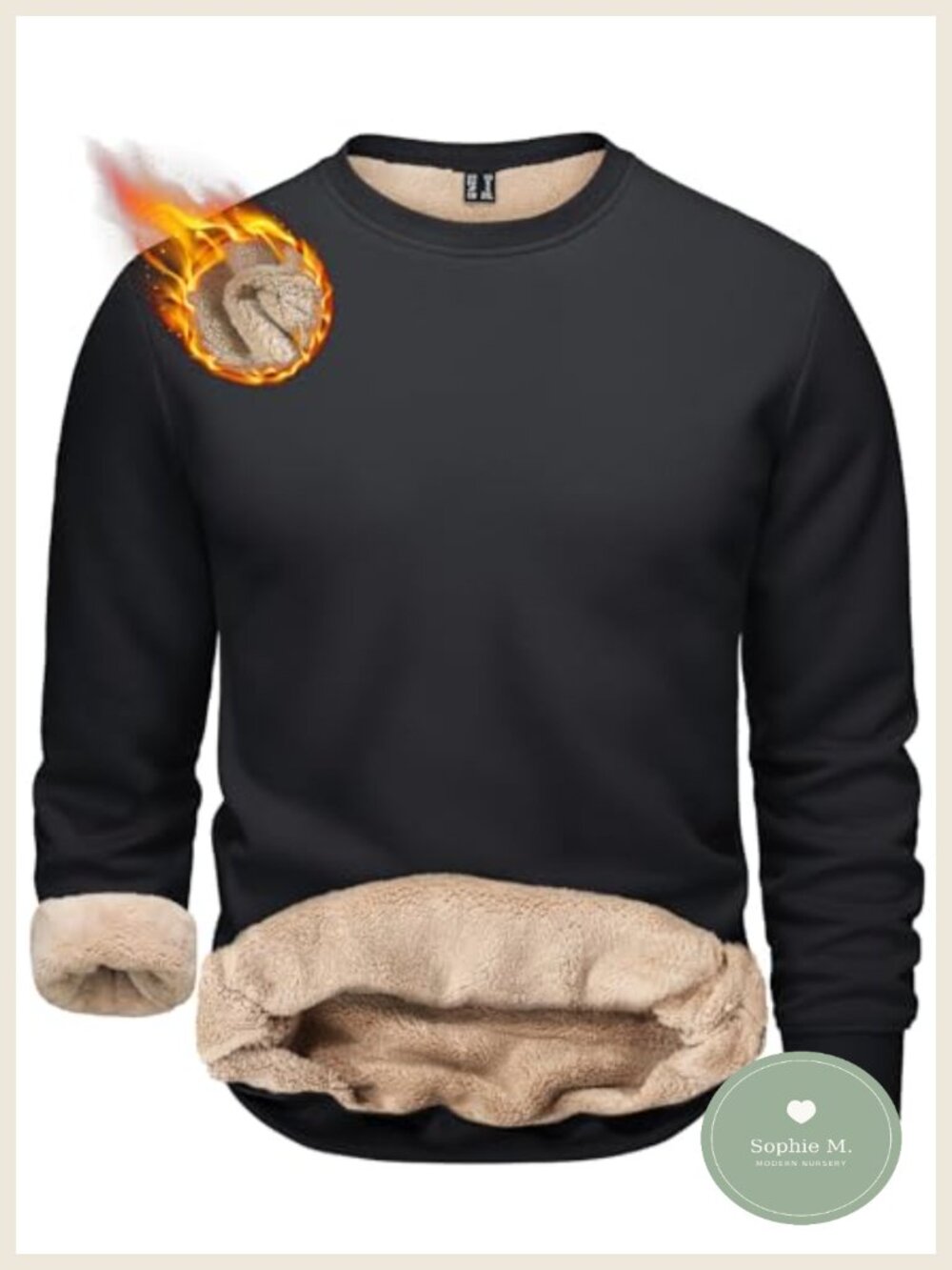 TACVASEN Men's Sherpa Lined Crewneck Sweatshirt Warm Thermal Pullover